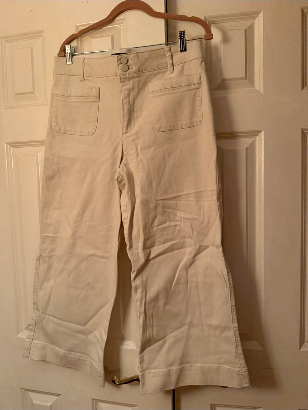 Democracy Cream Wide-Leg Cropped Pants
